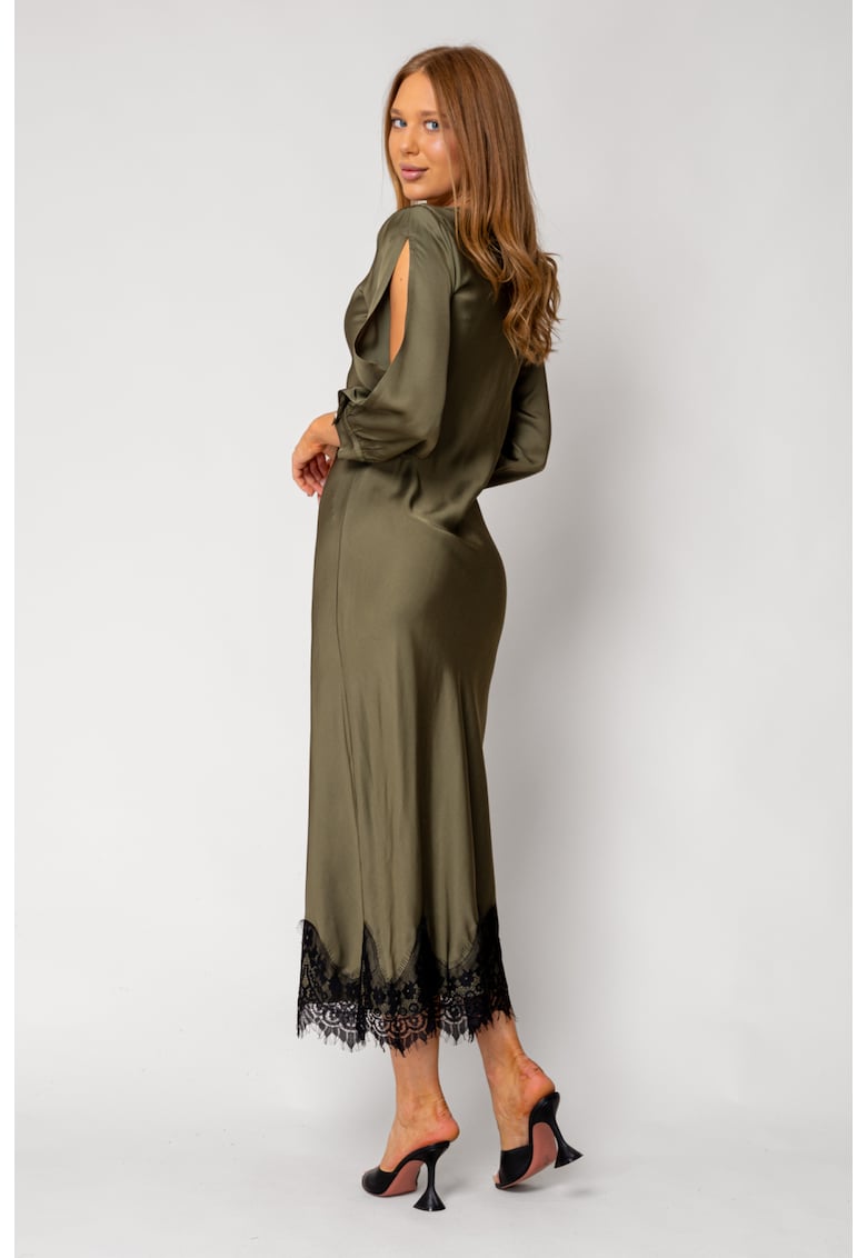 Oferte la Rochie lunga cu dantela Kaki 18258 - Kaki