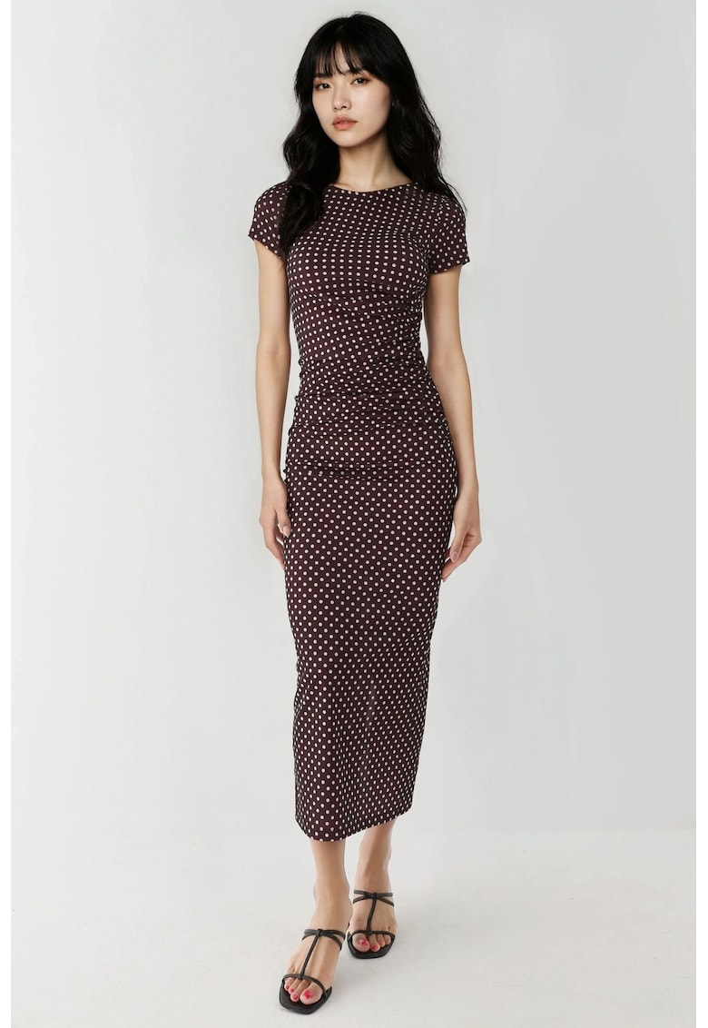 Oferte la Rochie maxi -  mulata cu imprimeu - maro inchis - textil