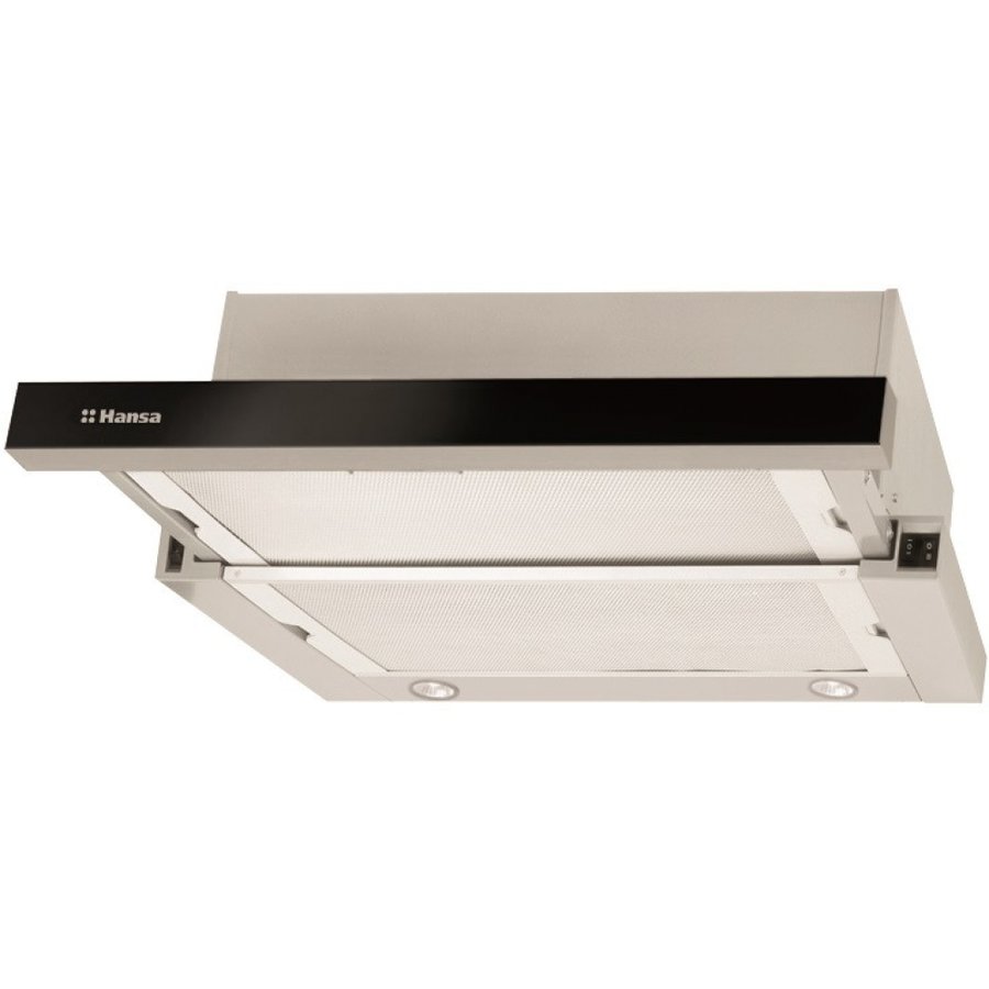 Oferte la Hota HANSA OTS6226IHE, 356m3/h, 2 motoare, 2x filtru grasime aluminiu in 3 straturi, 3 trepte de putere, tip telescopica, inox-negru