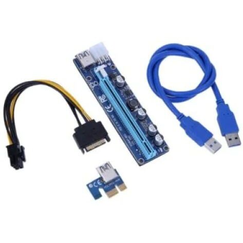 Oferte la Adaptor PCIe x1–x16 GPU Extender Wazney V008c cu 4 condensatori, alimentare SATA/6-pin, pentru testare, airflow si multi-GPU