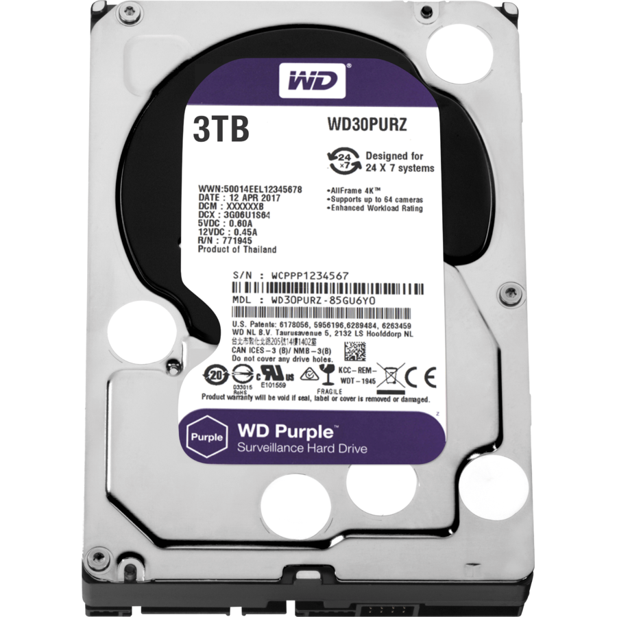 Oferte la Hard disk New Purple 3TB SATA-III IntelliPower 64MB WD30PURZ