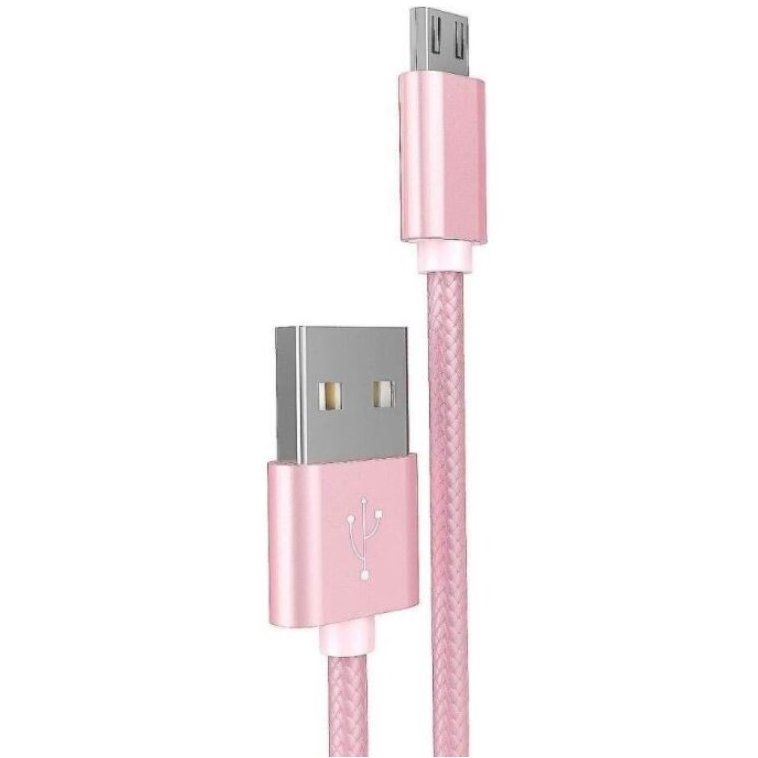 Oferte la Cablu impletit Micro Usb cu incarcare rapida  X2 Roz Gold
