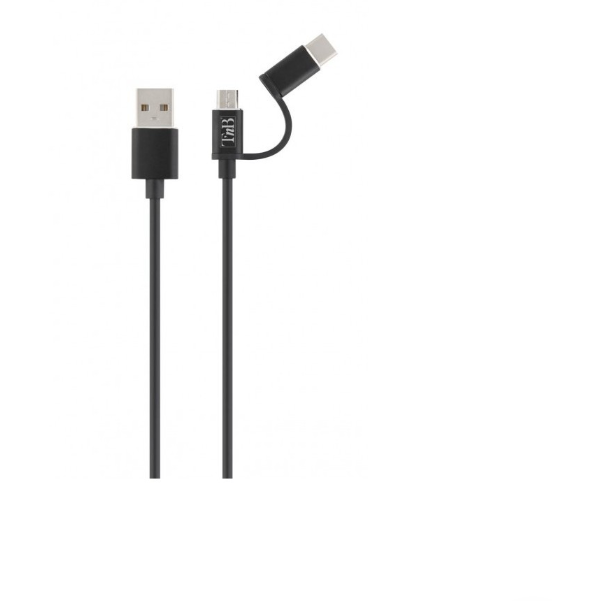 Oferte la Cablu Incarcare-Sincronizare-Suport Metal Micro USB - USB C / USB 1m Negru