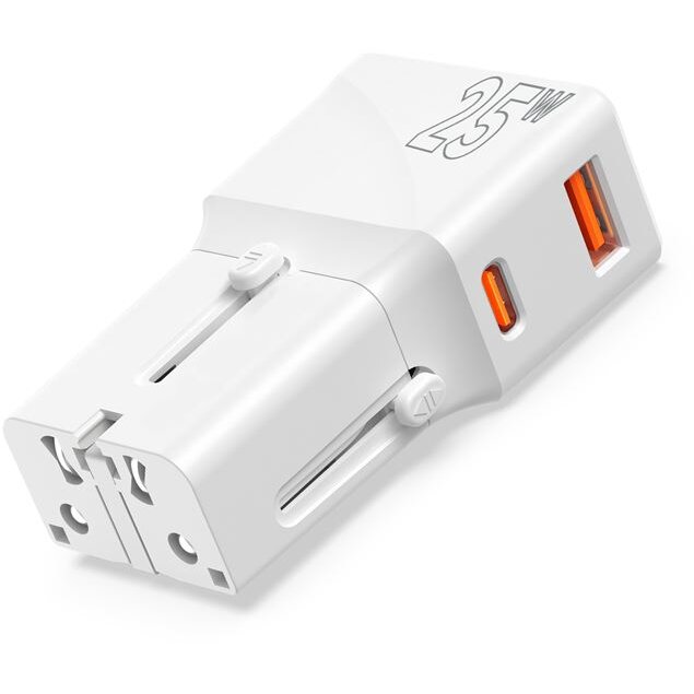 Oferte la Incarcator Travel, EU/US/UK/AU, 25W, USB/USB-C, Alb
