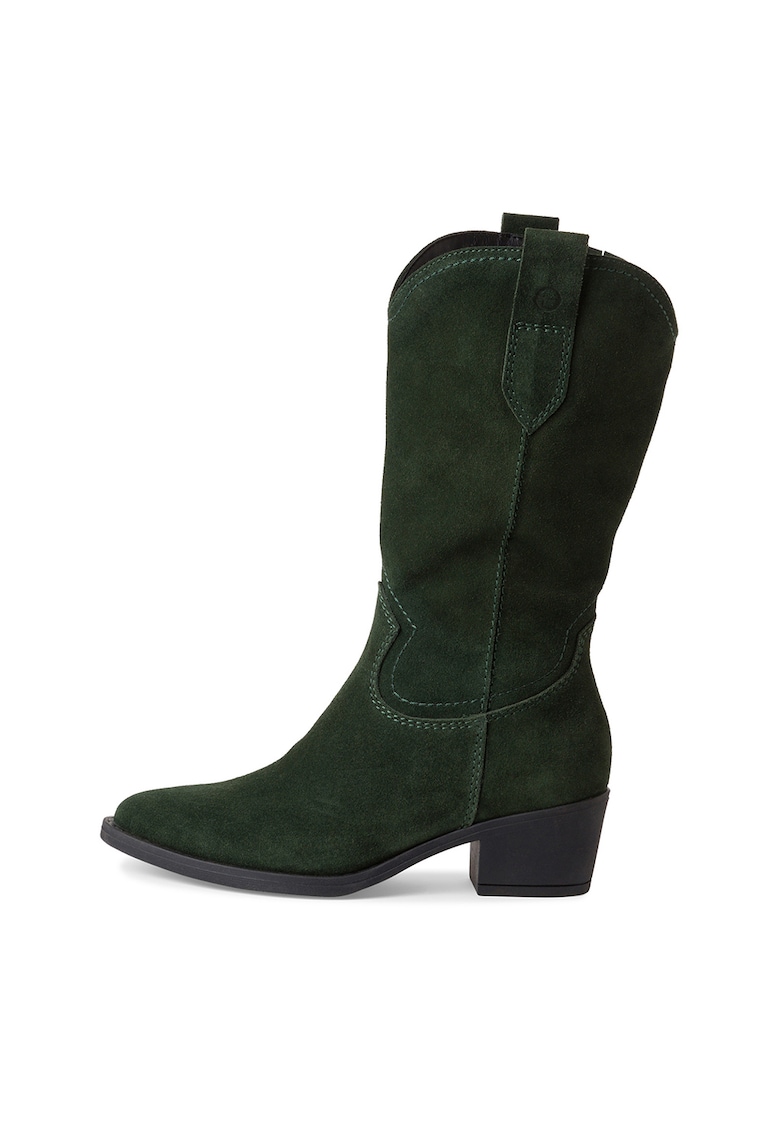 Oferte la Cizme medii cowboy din piele cu varf ascutit - Verde