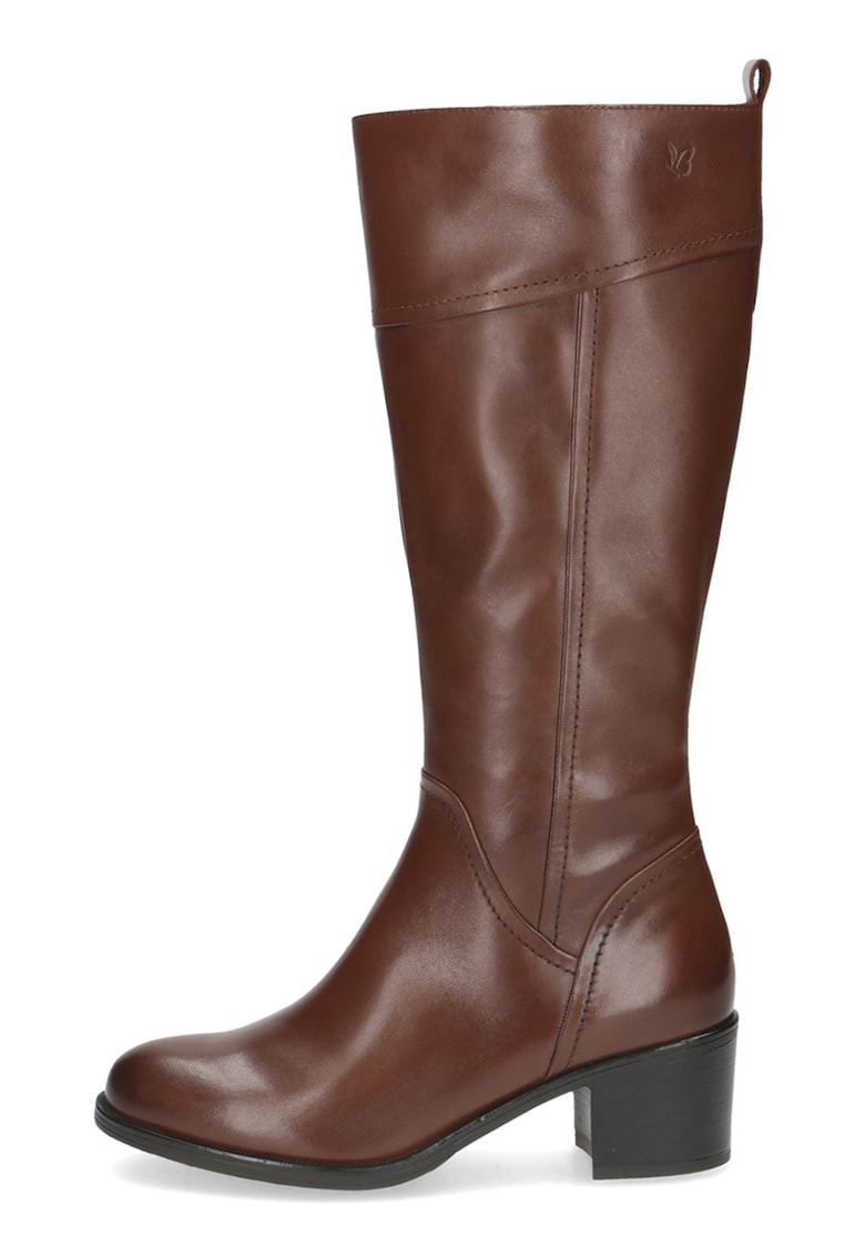 Oferte la Cizme de piele cu toc masiv - Maro cognac