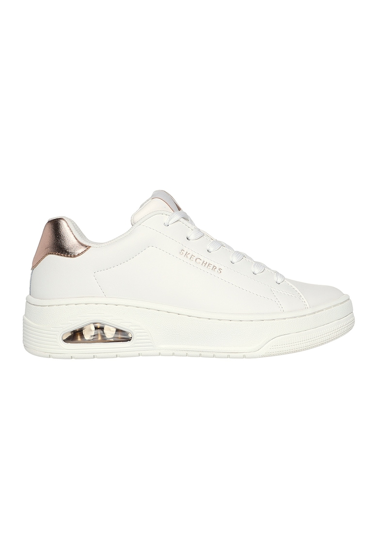 Oferte la Pantofi sport de piele ecologica Uno Court - Alb/Auriu rose