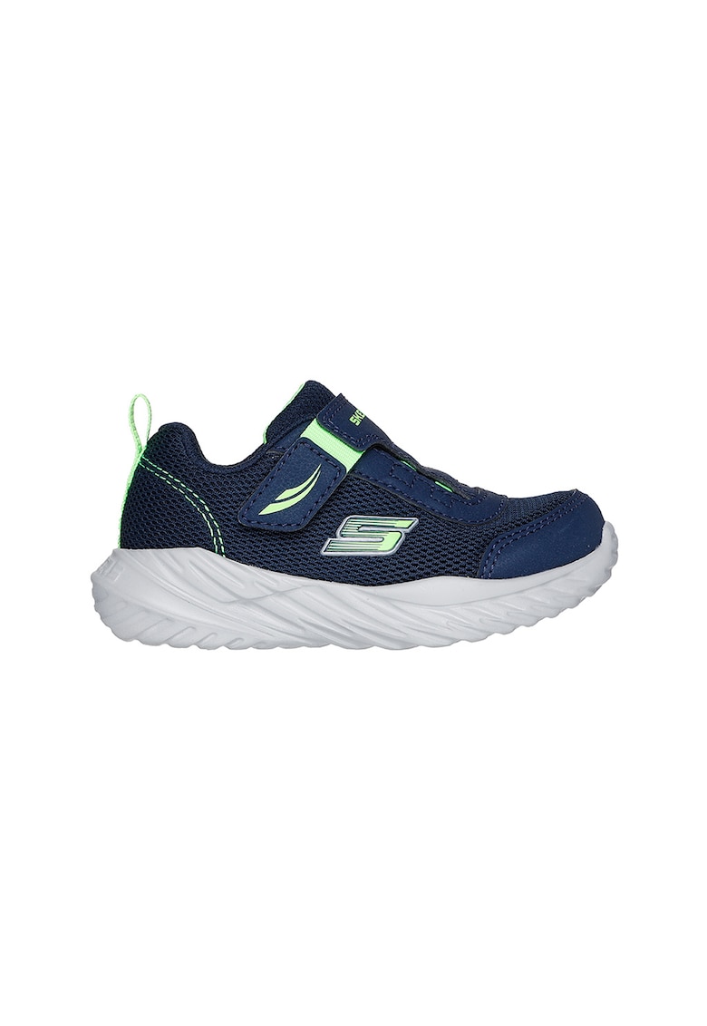 Oferte la Pantofi sport cu inchidere velcro si garnituri din plasa - Verde lime/Bleumarin