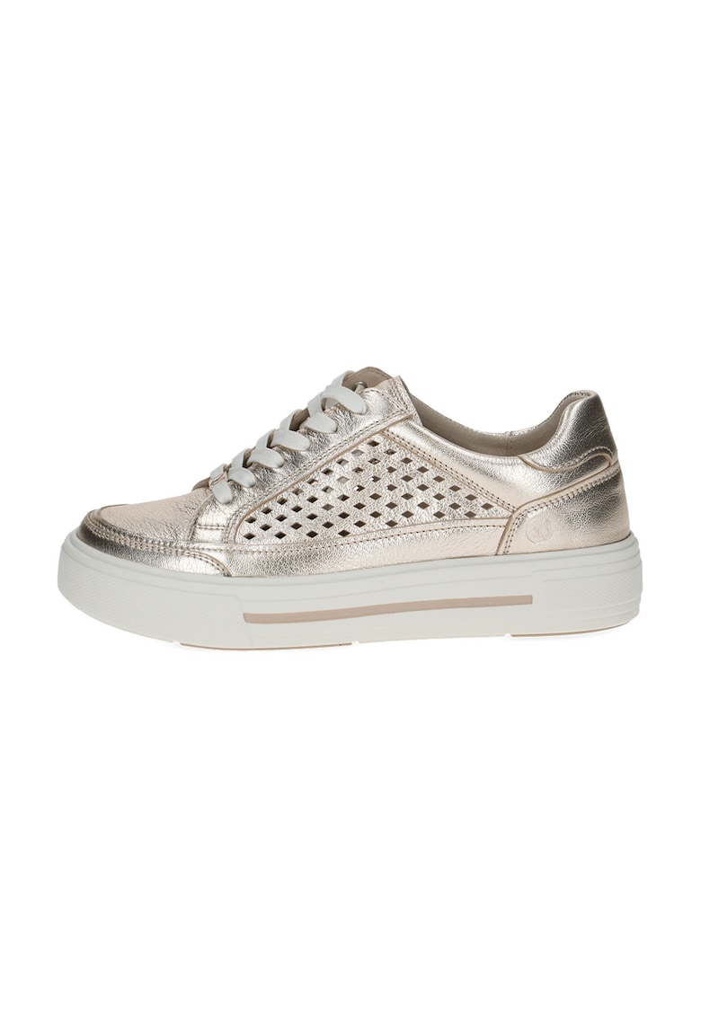 Oferte la Pantofi sport flatform de piele cu segmente perforate - Auriu