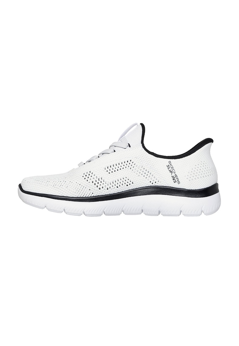 Oferte la Pantofi sport slip-on din material textil cu perforatii Summits - Alb/Negru