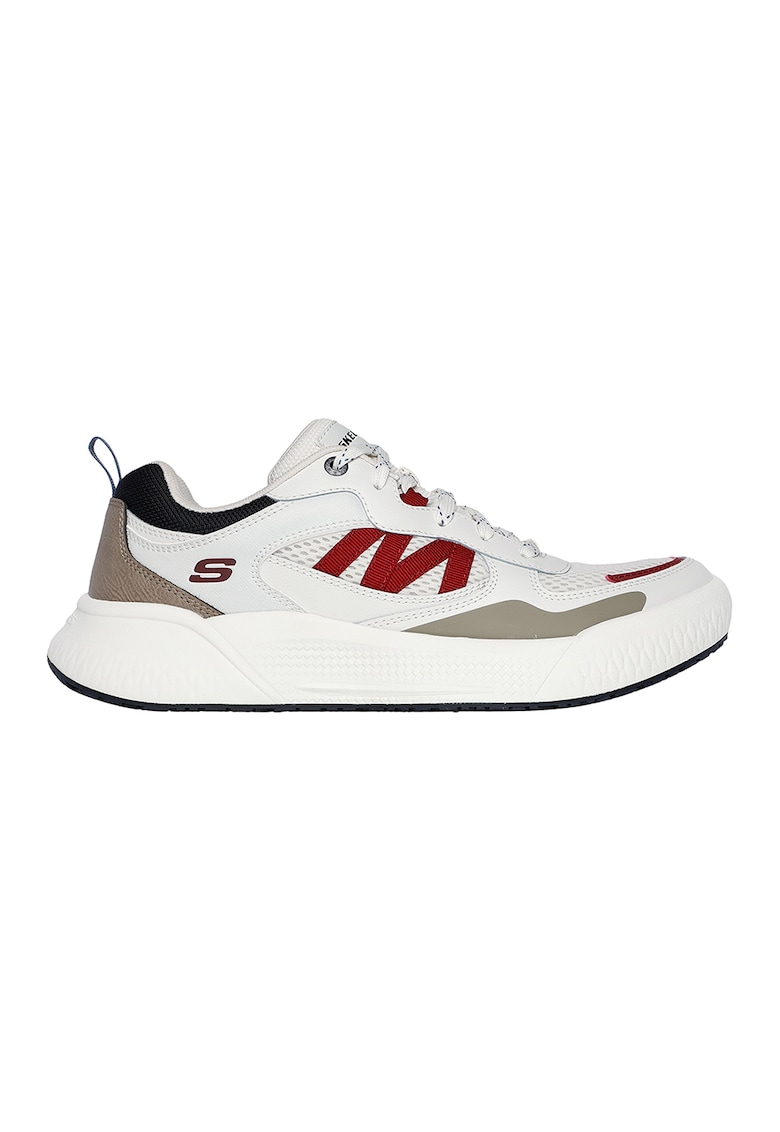 Oferte la Pantofi sport din piele ecologica cu garnituri din piele intoarsa - Alb/Rosu inchis