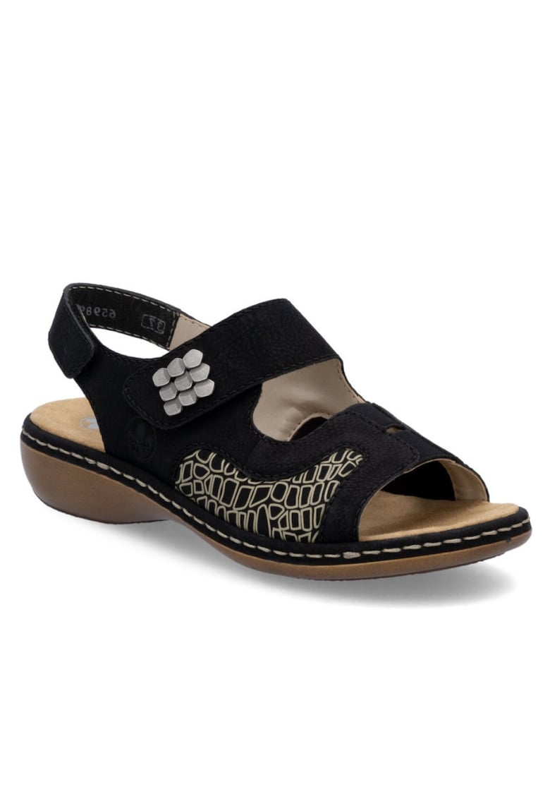 Oferte la Sandale de damă Rieker - negre - combinate cu velcro 65989-01