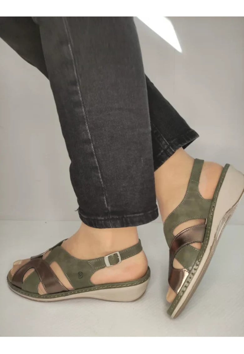 Oferte la Sandale Casual Dama  0900T Paris 40-N Kaki Cu Bronz - Verde - Verde