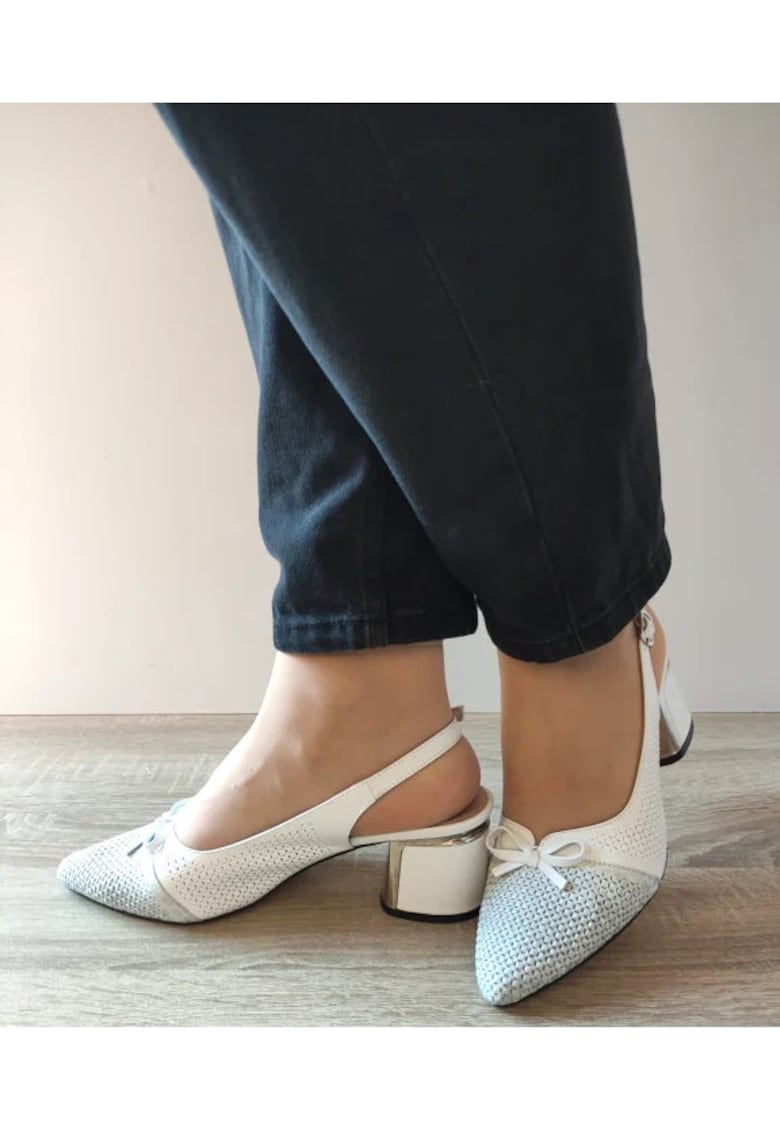 Oferte la Pantofi Casual Decupati Dama  049 563 Albi Cu Argintiu - Alb - Alb