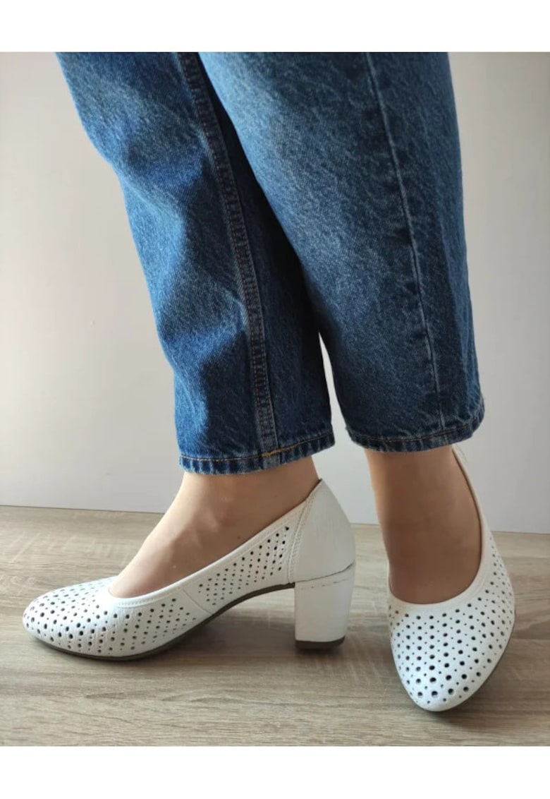 Oferte la Pantofi Casual Perforati Dama  41057-80 Albi - Alb - Alb