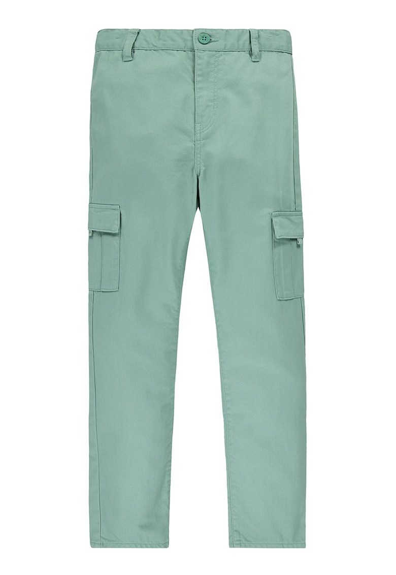 Oferte la Pantaloni cargo de bumbac cu talie inalta - Verde persan