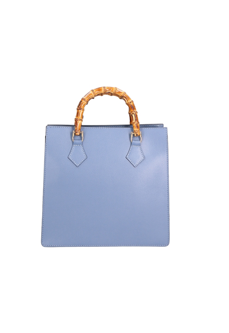 Oferte la Geanta de piele cu maner si fermoar - Albastru pastel