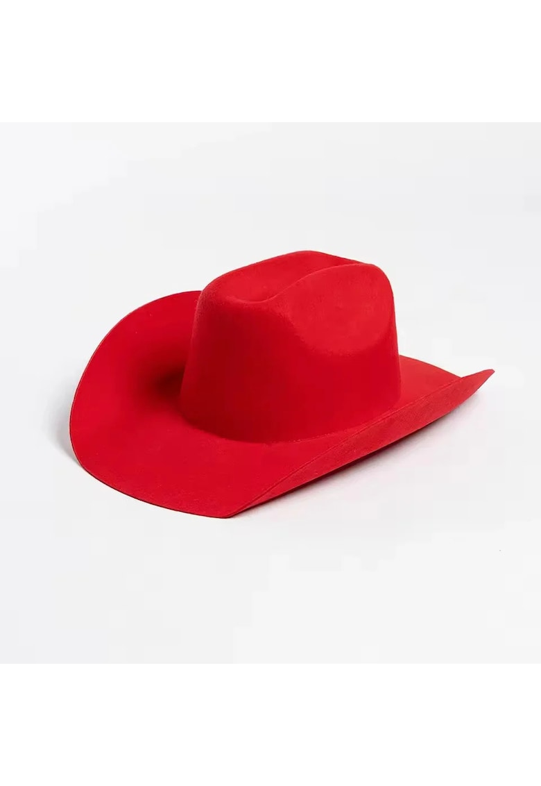 Oferte la Palarie Fedora - rosie - din lana - stil cowboy - reglabila - Hedley