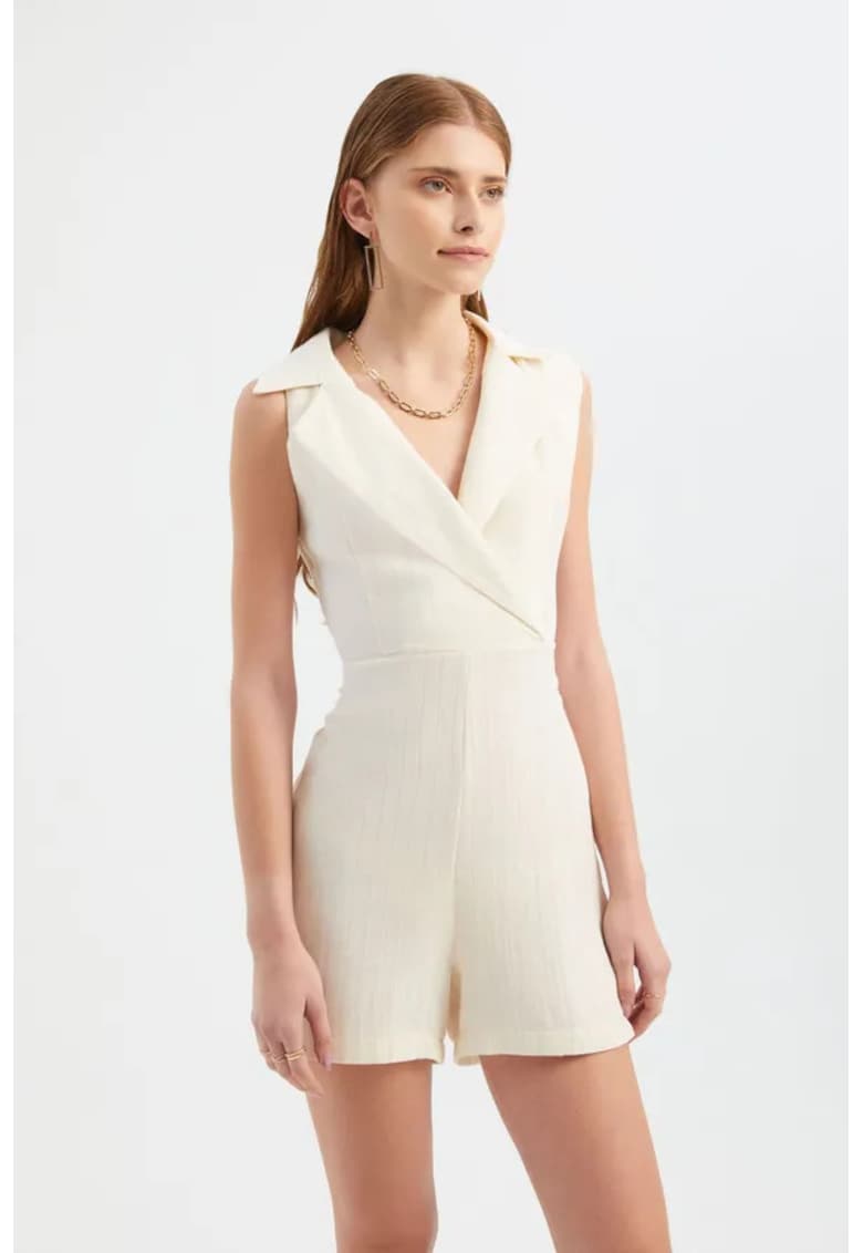 Oferte la Salopeta dama -  Decolteu in V - Bej - Textil