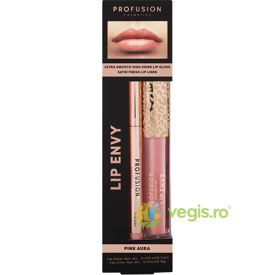 Oferte la Set Lip Envy Pink Aura: Luciu de Buze Ultra Neted si Lucios 3.5ml + Creion de Buze cu Finish Satinat 0.3g