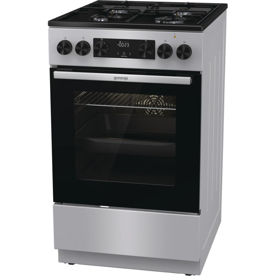 Oferte la Aragaz Mixt G600 GK5C60SJ 4 Arzatoare pe Gaz Cuptor Electric 62L AquaClean 50CM Clasa A Gri/Negru