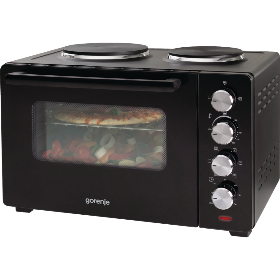 Oferte la Mini Cuptor Electric OM30GBX Capacitate 30L 2 Zone de Gatit Superioare 1600W Negru/Argintiu