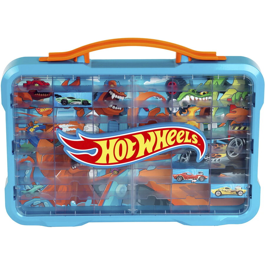 Oferte la Geanta  Hot Wheels cu Logo Iluminat Spatiu pentru 54 Masinute Multicolor