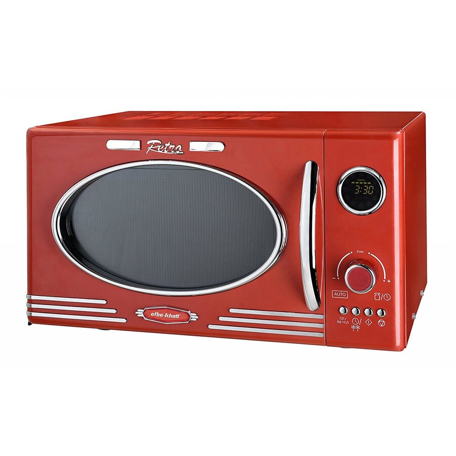 Oferte la Cuptor cu microunde Kalorik MW2500DGR, 25 litri, 900 W, Design Vintage, Functie Grill, Digital, Easy-Clean, Rosu