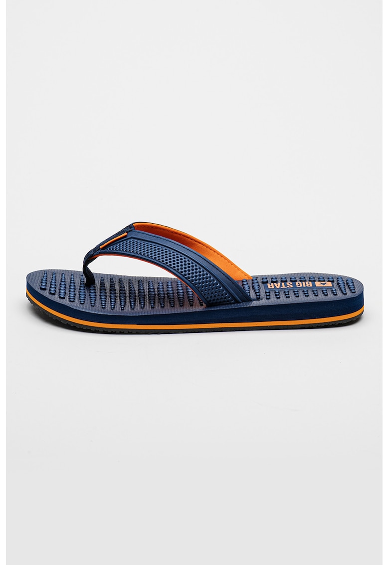 Oferte la Papuci flip-flop texturati - Portocaliu mandarina/Bleumarin