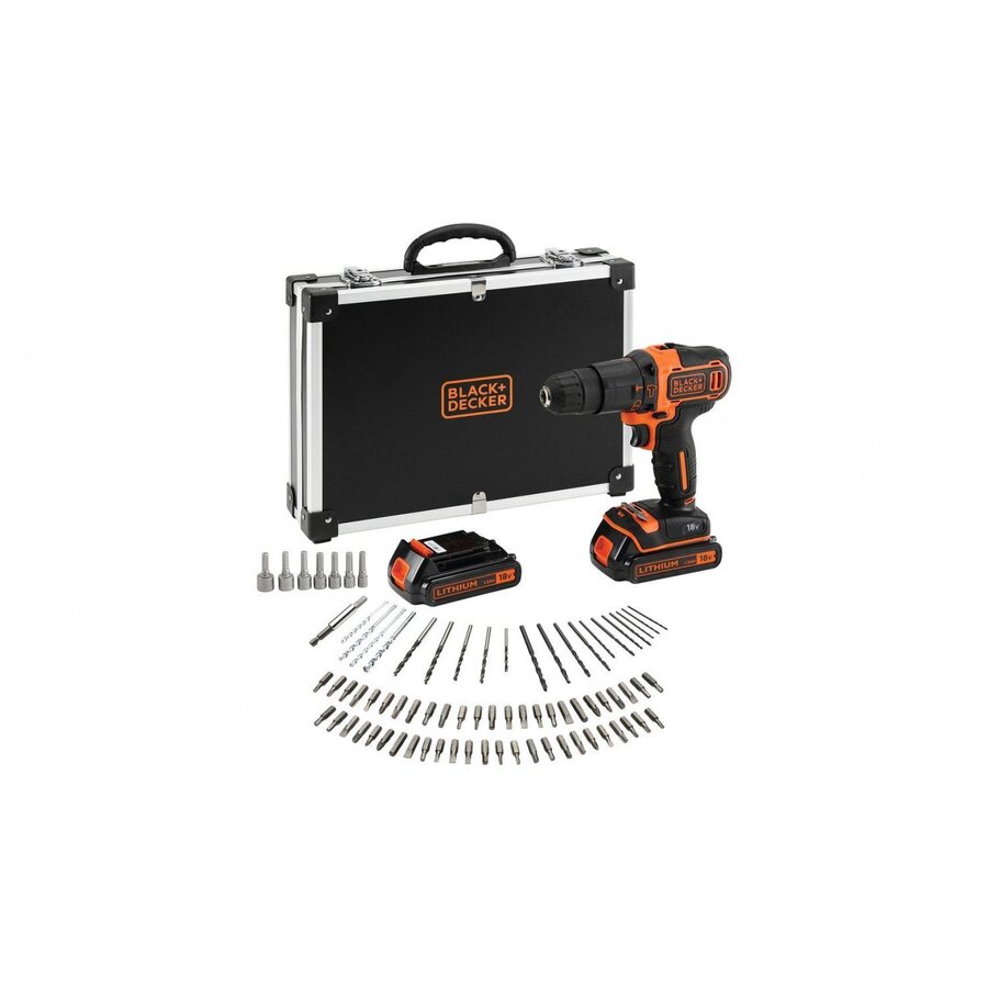 Oferte la Black&Decker BDCHD18BAFC cordless combi drill incl. case + 2 Batteries 1.5Ah + Accessories