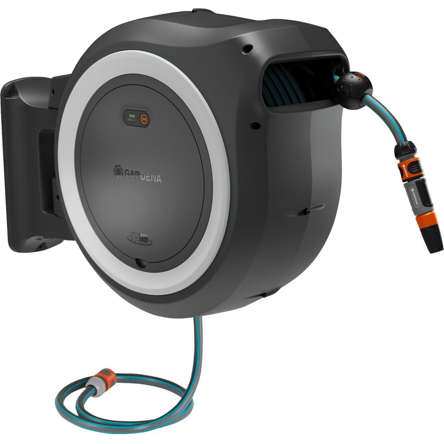 Oferte la battery-powered wall hose box PowerRoll XXL 18V P4A, 40 meters, hose reel (grey/white, Li-Ion battery 2.5Ah, POWER FOR ALL ALLIANCE)