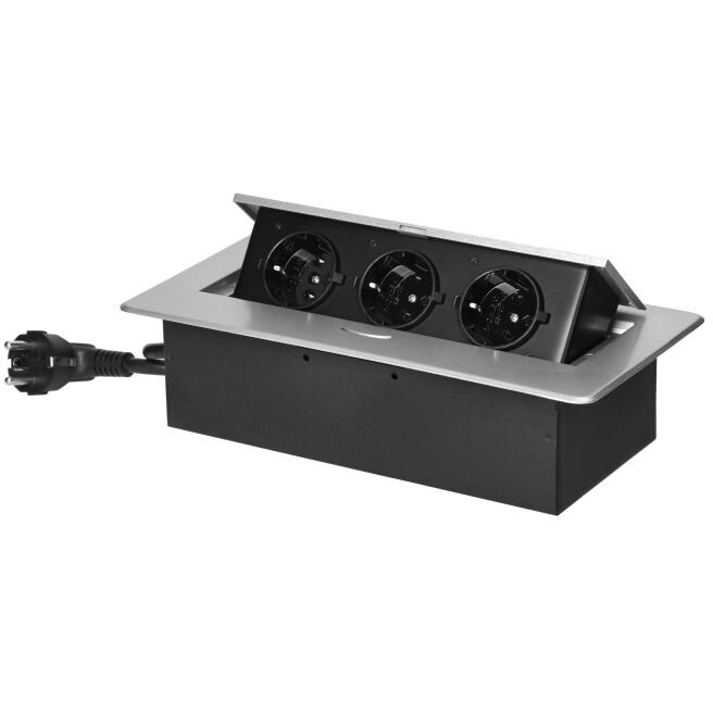 Oferte la Priza Incastrabila OR-GM-9033(GS)/G 230V 3x2P+T Margine Frezata Plata Cablu 1.5M 3680W Argintiu/Negru