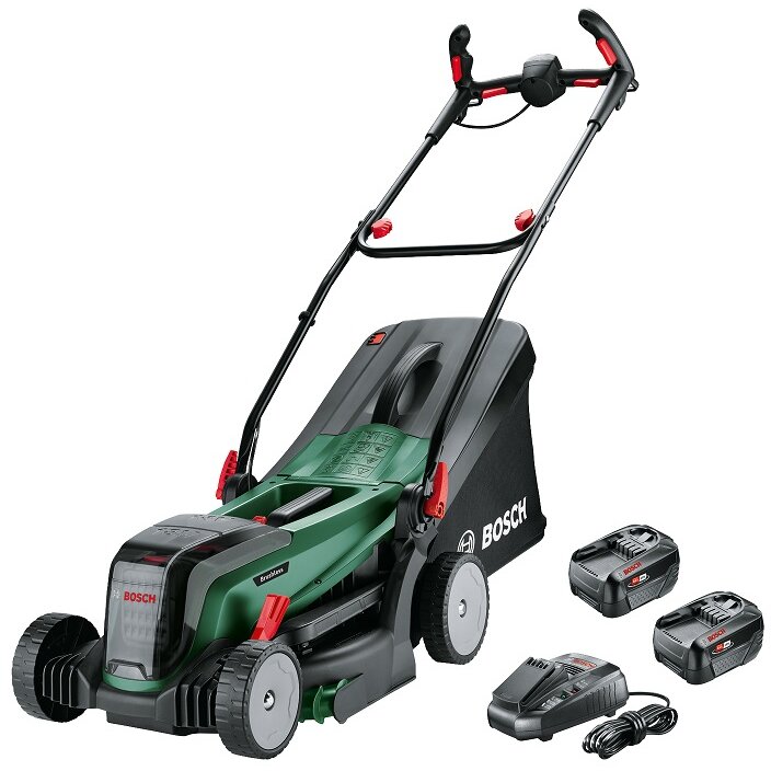 Oferte la Masina de Tuns Iarba 06008B9E00 Universal Rotak 2x18V-37-550 cu Acumulator Negru/Verde
