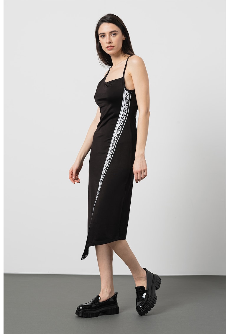 Oferte la Rochie midi asimetrica cu banda logo - Alb/Negru