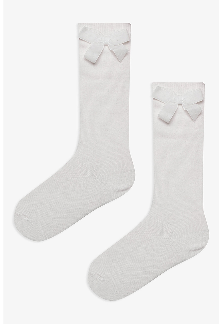 Oferte la Sosete lungi cu detalii funda - Alb murdar