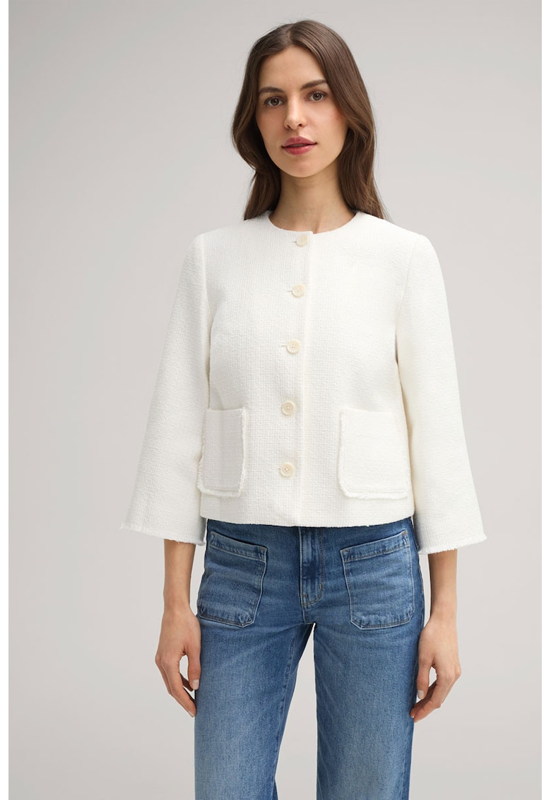 Oferte la Sacou crop cu buzunare frontale - Alb