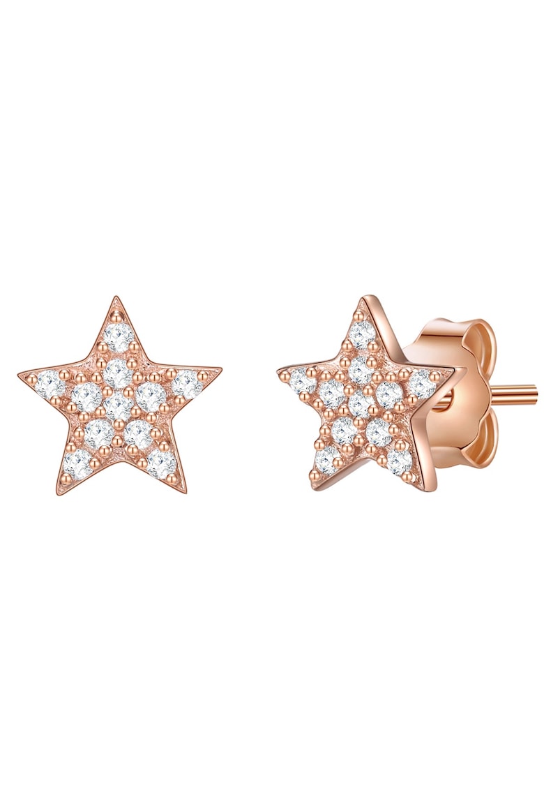 Oferte la Cercei in forma de stea - placati cu aur de 14K - cu zirconia - Auriu rose