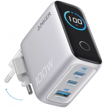 Oferte la Incarcator Retea Cu Cablu USB-C Smart Display 100W 5A 1 x USB-A - 2 x USB-C Argintiu