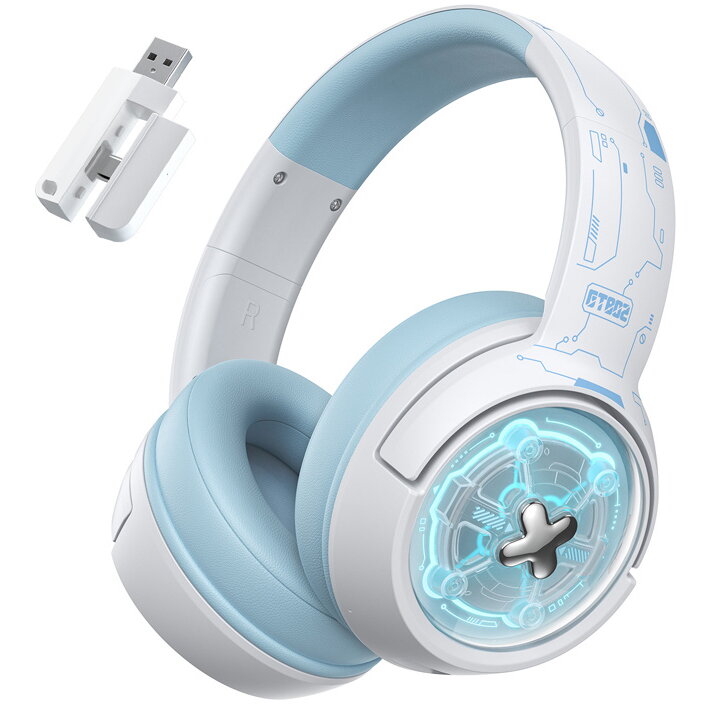 Oferte la Casti Gaming GT802 Bluetooth / Wireless 2.4Ghz Alb/Albastru Deschis
