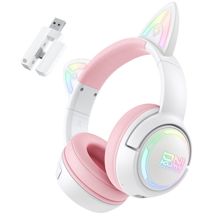 Oferte la Casti Gaming GT838 Wi-Fi 2.4Ghz / BT / USB-C Iluminare RGB  Roz