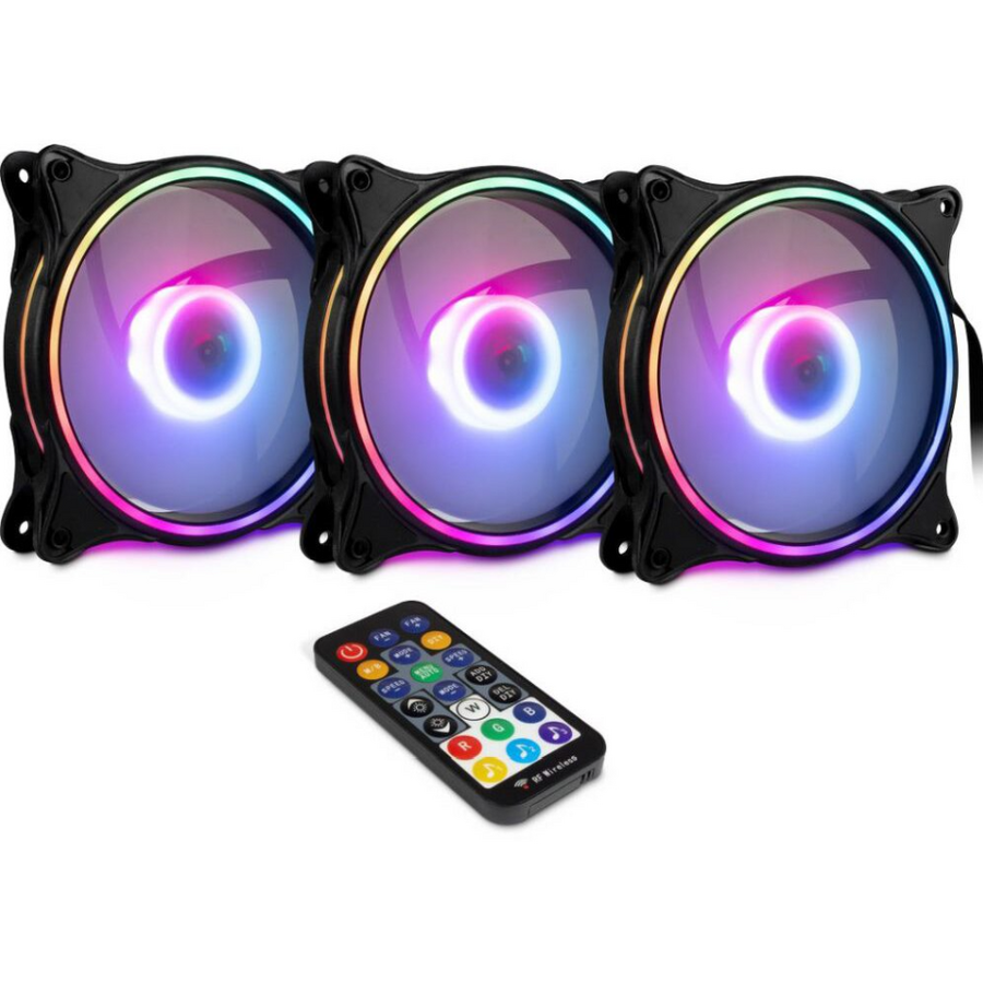Oferte la Set 3 Ventilatoare RS-08 120mm Iluminare ARGB
