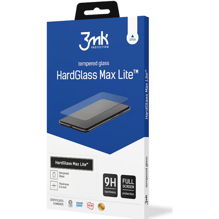 Oferte la Folie protectie HardGlass Max Lite Pentru iPhone 15 Pro Max Negru
