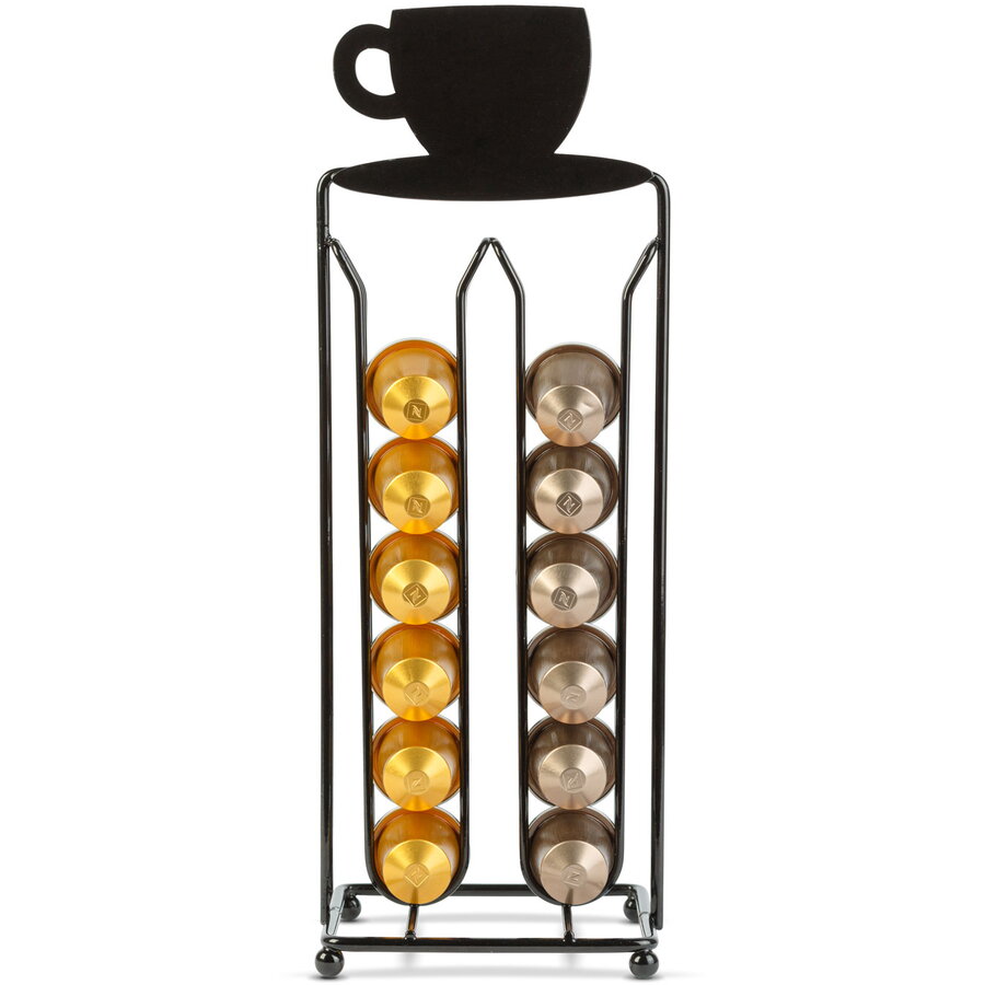 Oferte la Suport Capsule Cafea Nespresso 28 Capsule Metal Organizator Vertical pentru Espressor Negru Mat
