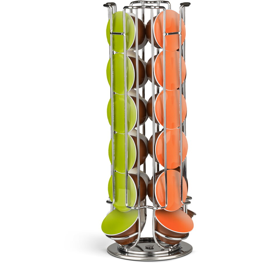 Oferte la Suport Capsule Cafea Dolce Gusto 24 Capsule Metal Rotativ Crom Organizator Bucatarie
