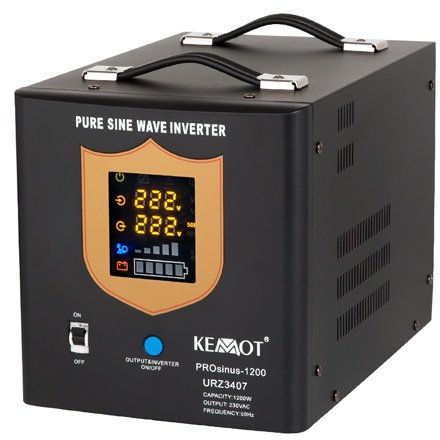 Oferte la UPS CENTRALE TERMICE SINUS PUR 2000VA/1200W KEMOT URZ3407B, borne externe 12V, pentru 1 acumulator (neinclus)