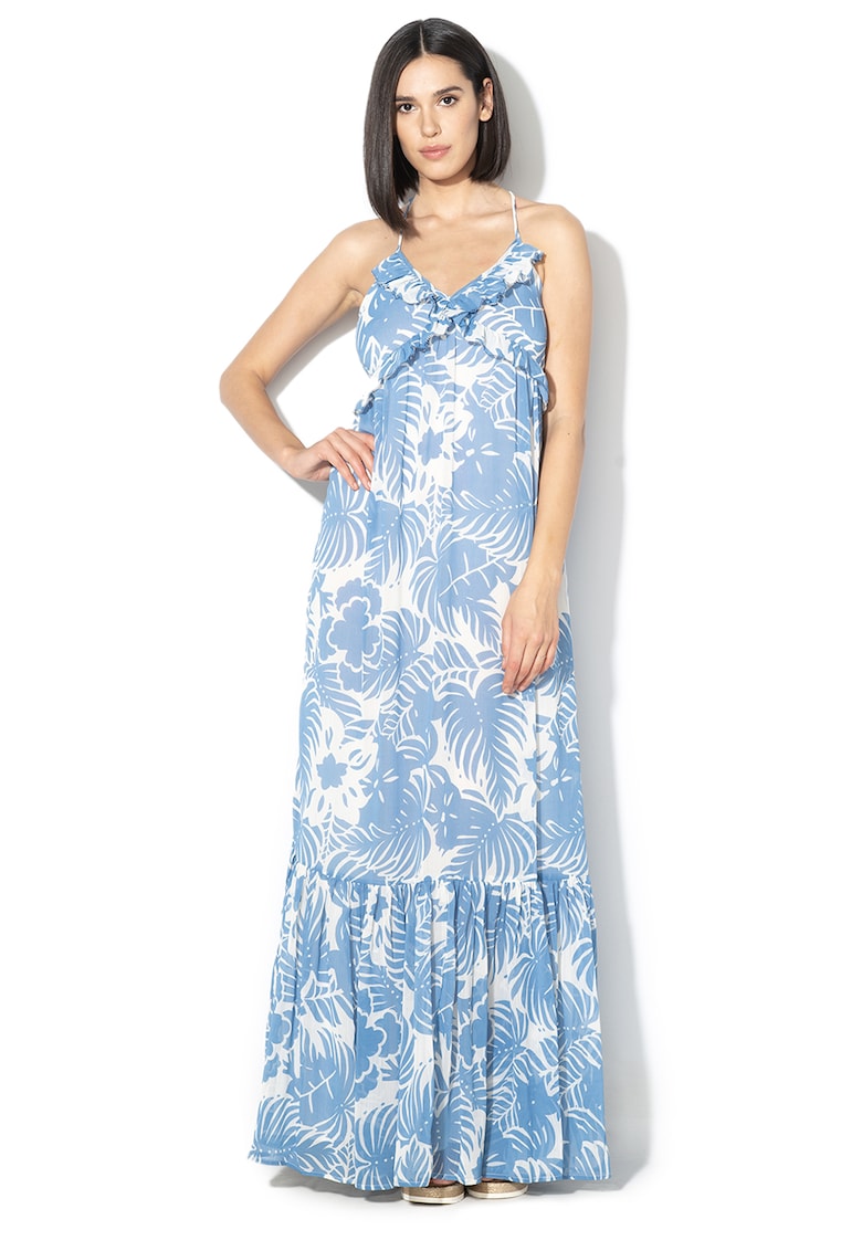 Oferte la Rochie maxi vaporoasa cu model floral Olivia - Albastru prafuit