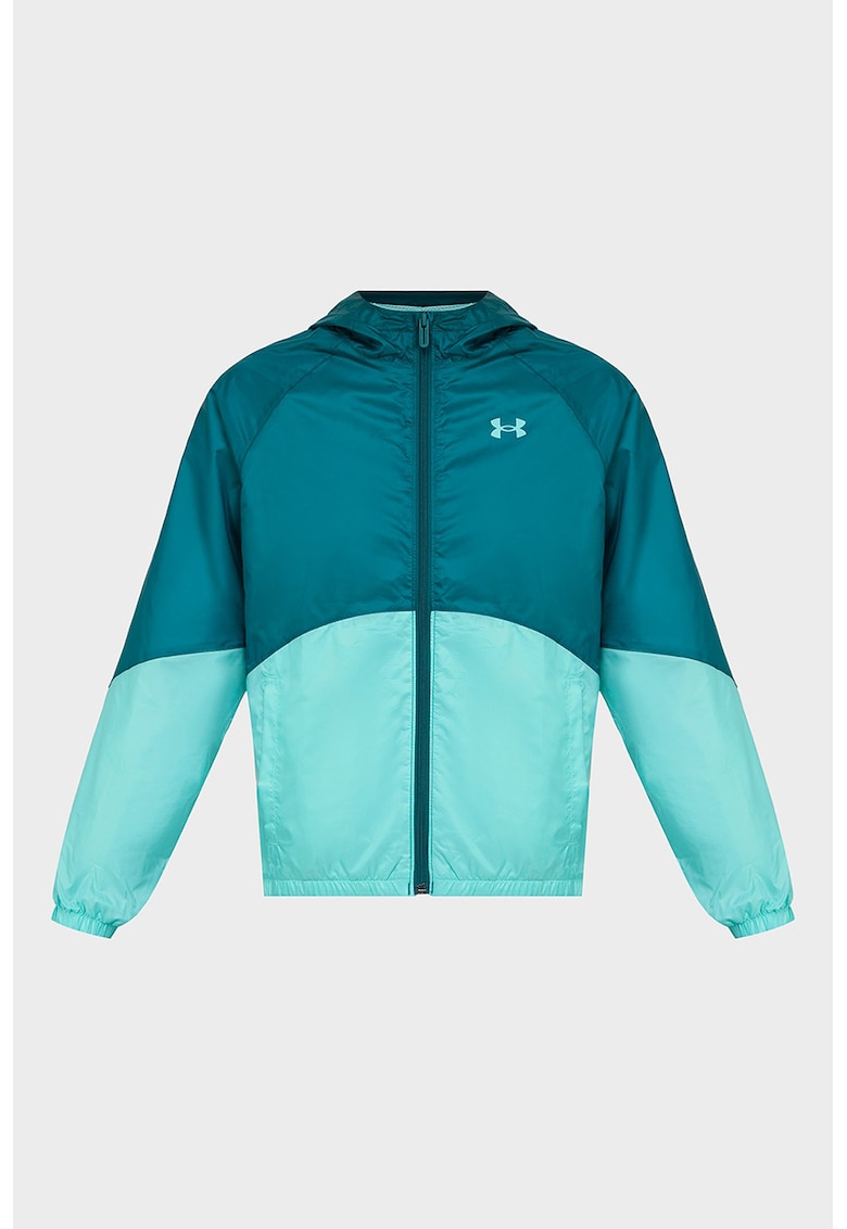 Oferte la Jacheta cu gluga si fermoar pentru antrenament Windbreaker - Turcoaz/Verde persan