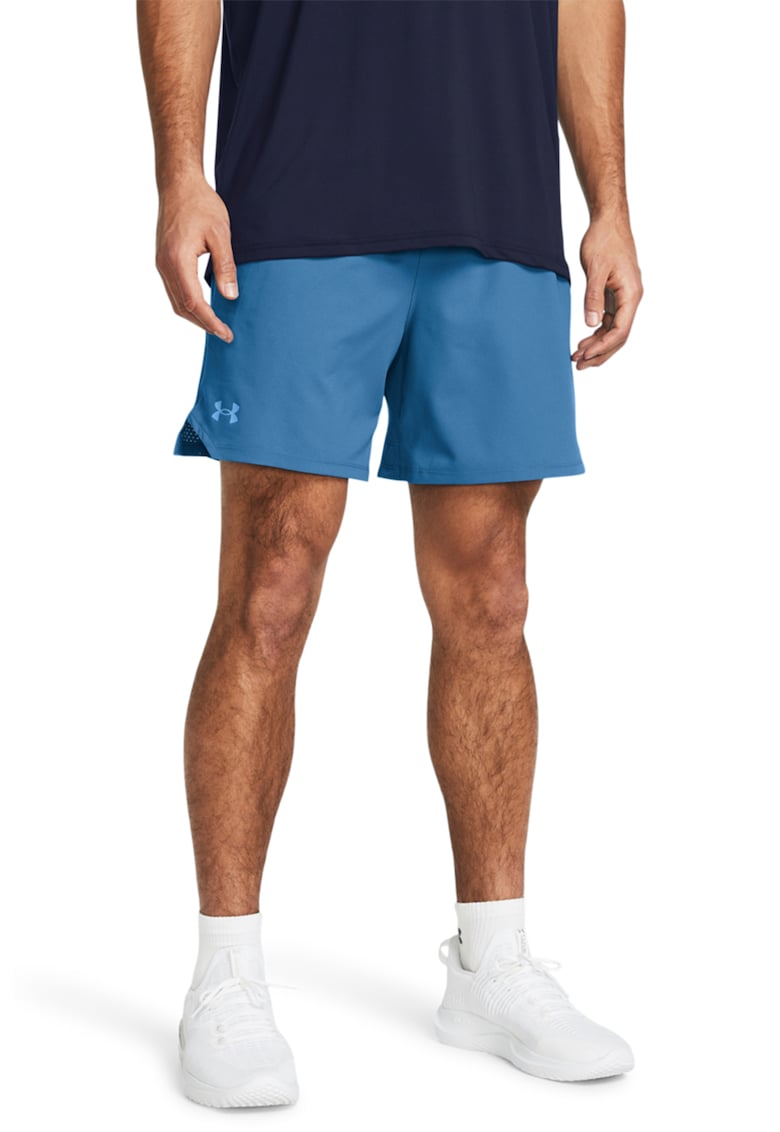 Oferte la Pantaloni scurti cambrati cu banda logo in talie - pentru antrenament Vanish - Albastru deschis
