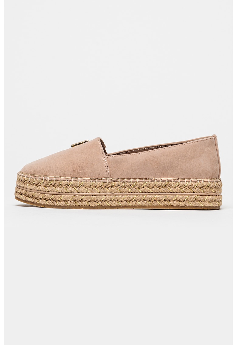 Oferte la Espadrile din piele intoarsa cu talpa flatform - Auriu/Roz prafuit