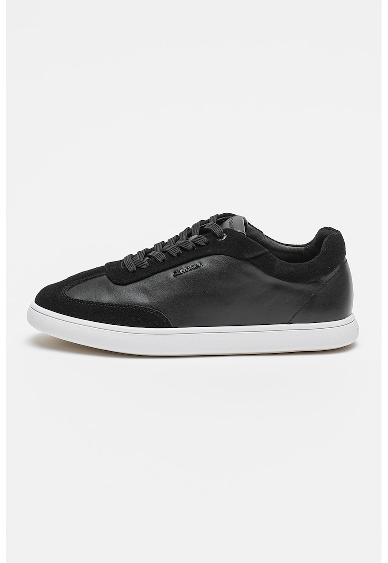 Pantofi sport din piele si garnituri din piele intoarsa - Negru/Alb optic